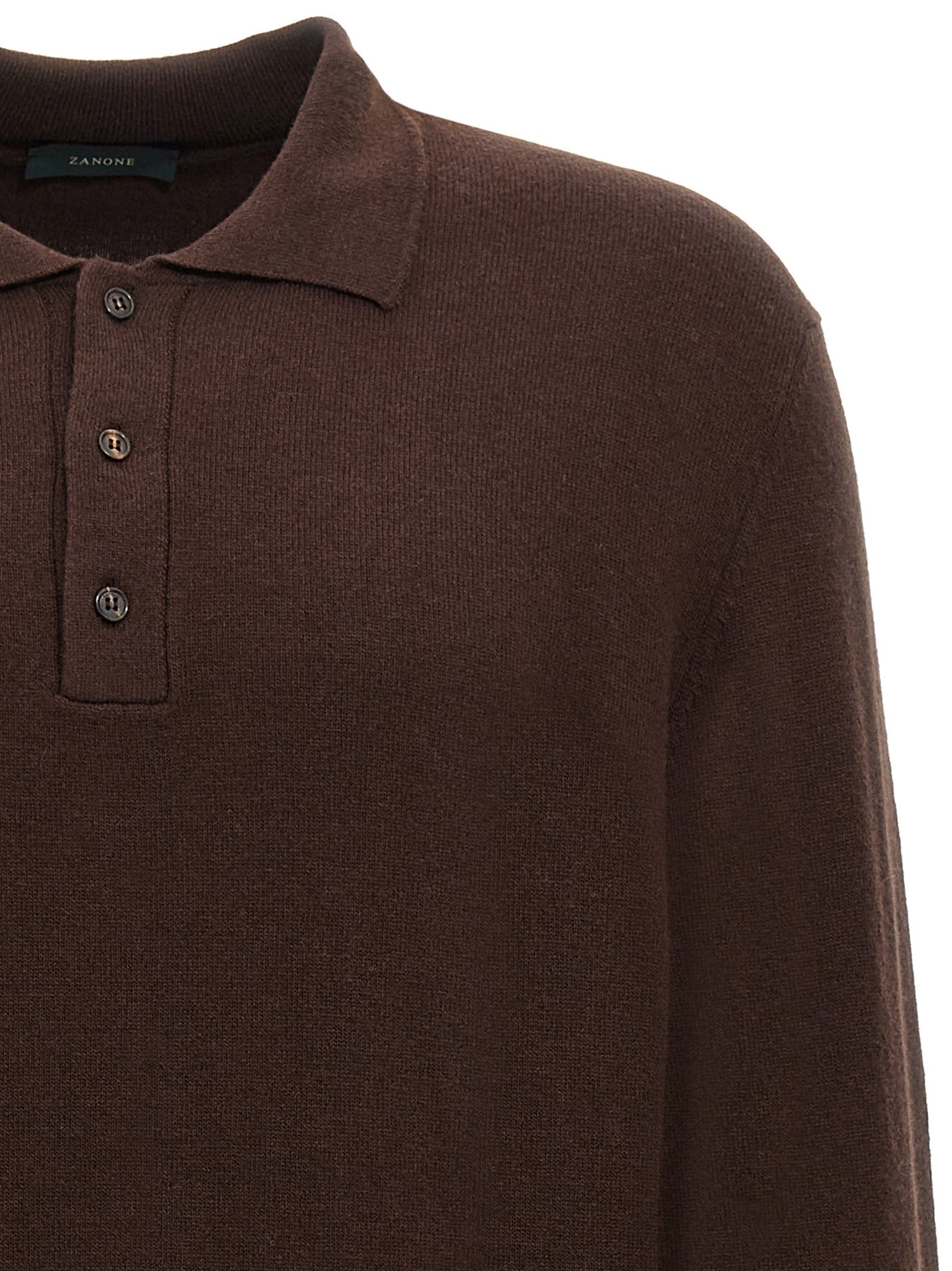 Zanone Cashmere Wool Polo Shirt Brown