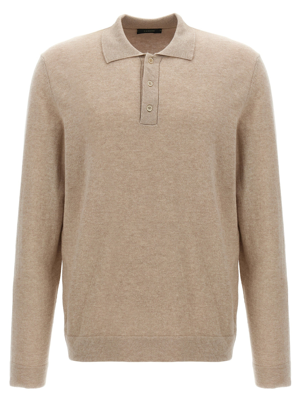 Zanone Cashmere Wool Polo Shirt Beige