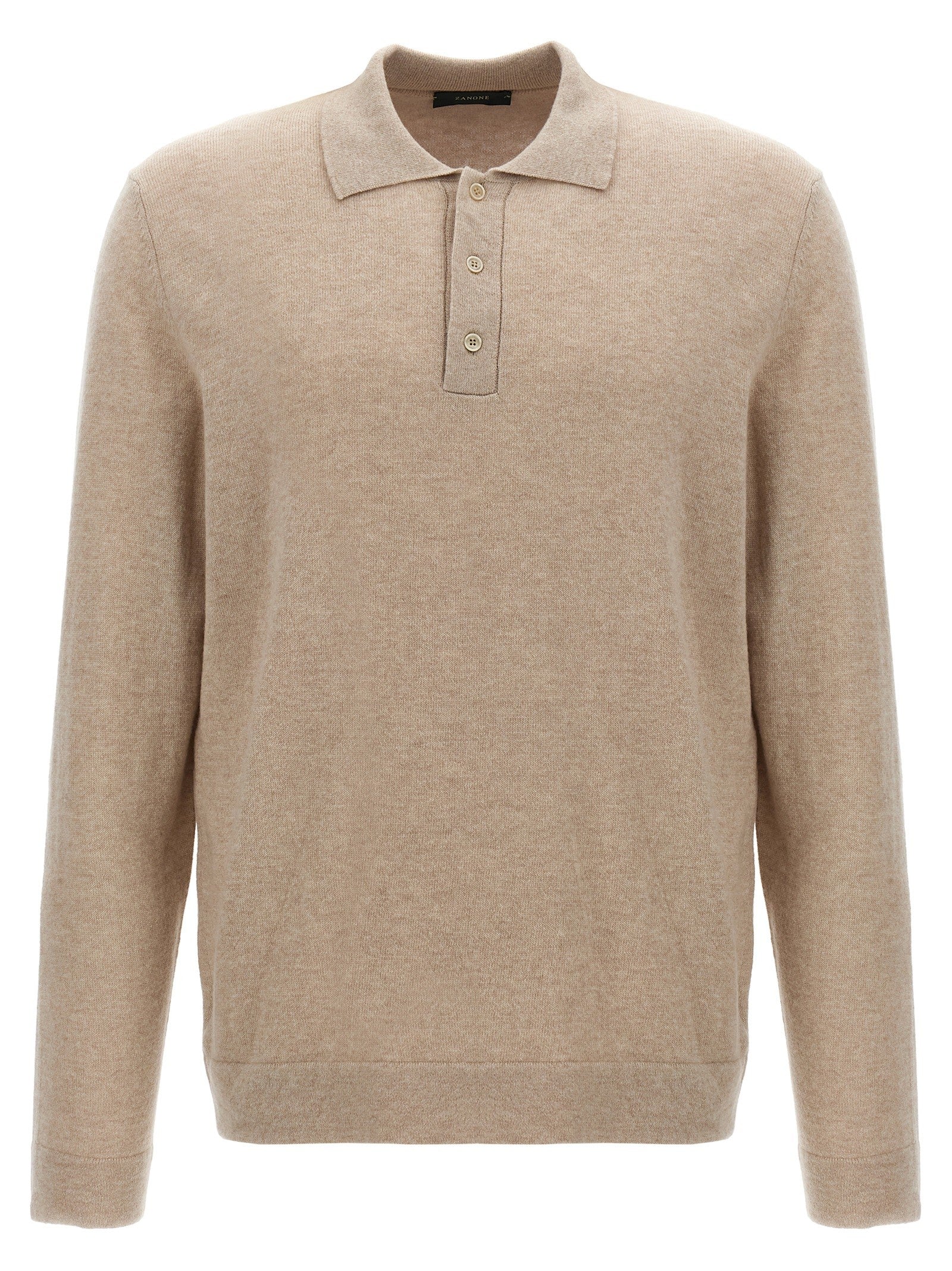 Zanone Cashmere Wool Polo Shirt Beige