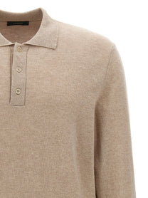 Zanone Cashmere Wool Polo Shirt Beige