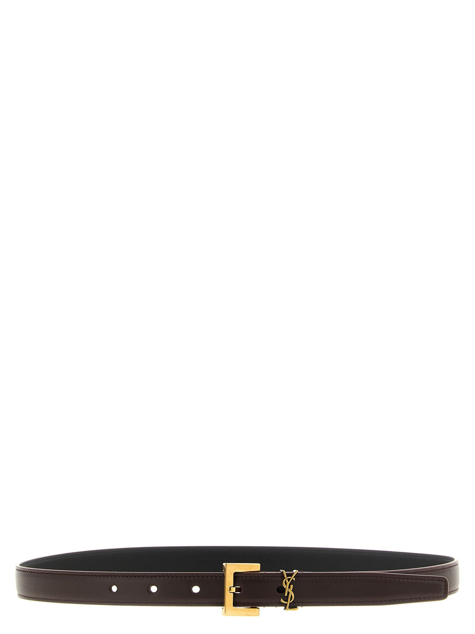 Saint Laurent Cassandre Belt Brown