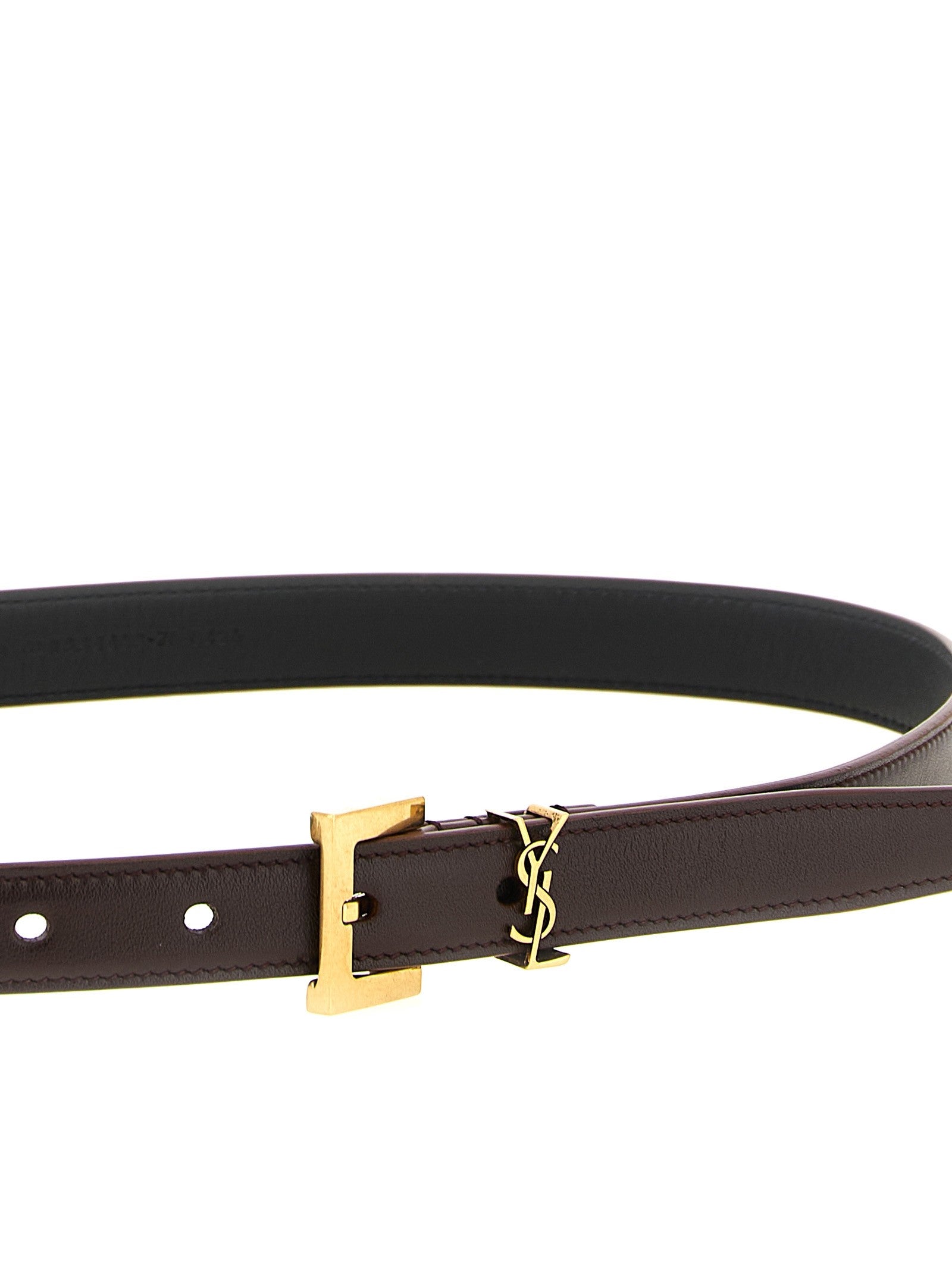 Saint Laurent Cassandre Belt Brown