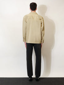 Saint Laurent Men's Cassandre Overshirt Beige