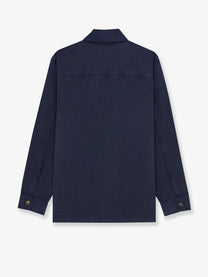 Saint Laurent Men's Cassandre Certified Cotton Overshirt Blue