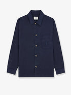 Saint Laurent Men's Cassandre Certified Cotton Overshirt Blue