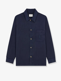 Saint Laurent Men's Cassandre Certified Cotton Overshirt Blue