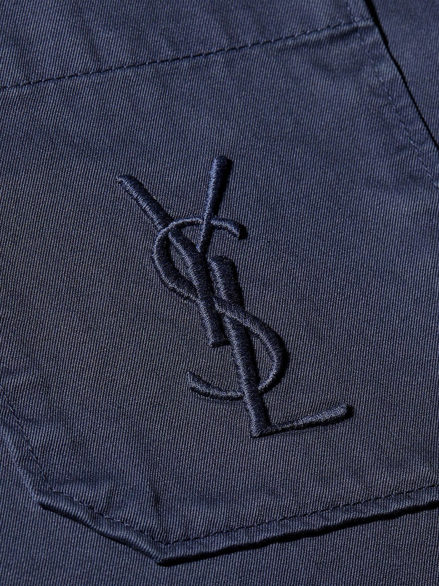 Saint Laurent Men's Cassandre Certified Cotton Overshirt Blue