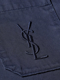 Saint Laurent Men's Cassandre Certified Cotton Overshirt Blue