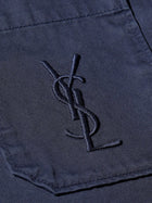 Saint Laurent Men's Cassandre Certified Cotton Overshirt Blue, view 5