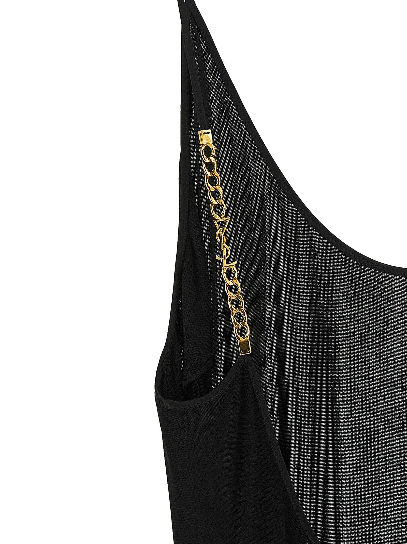 Saint Laurent Cassandre Chain Dress Black