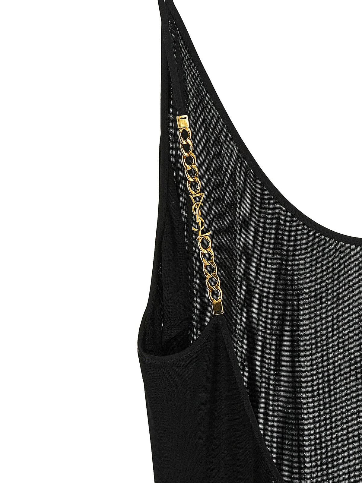 Saint Laurent Cassandre Chain Dress Black, view 4