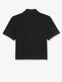 Saint Laurent Women's Cassandre Cotton Piqué Cotton Polo Shirt Black