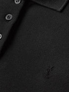 Saint Laurent Women's Cassandre Cotton Piqué Cotton Polo Shirt Black, view 3
