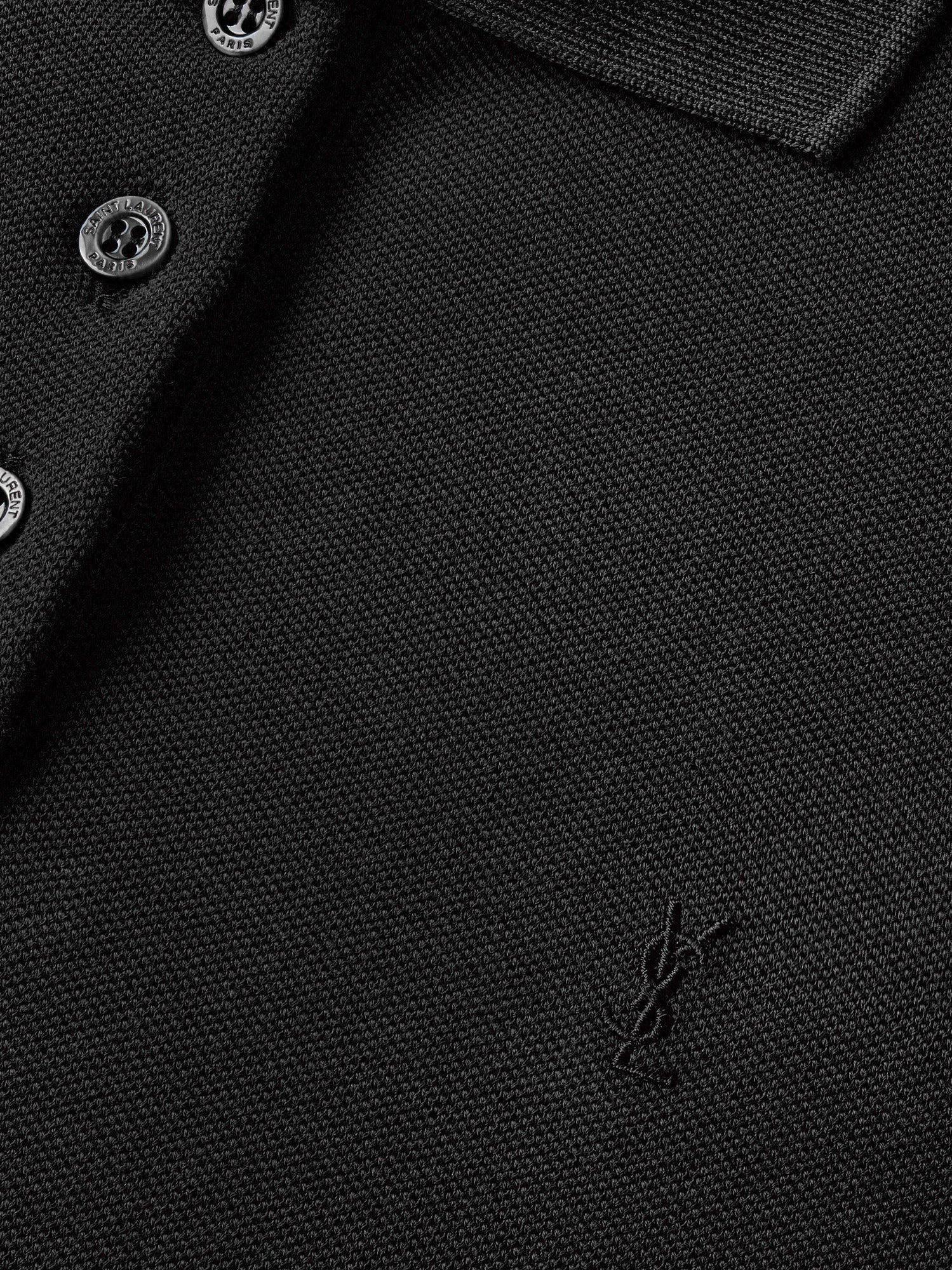 Saint Laurent Women's Cassandre Cotton Piqué Cotton Polo Shirt Black