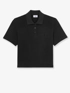 Saint Laurent Women's Cassandre Cotton Piqué Cotton Polo Shirt Black