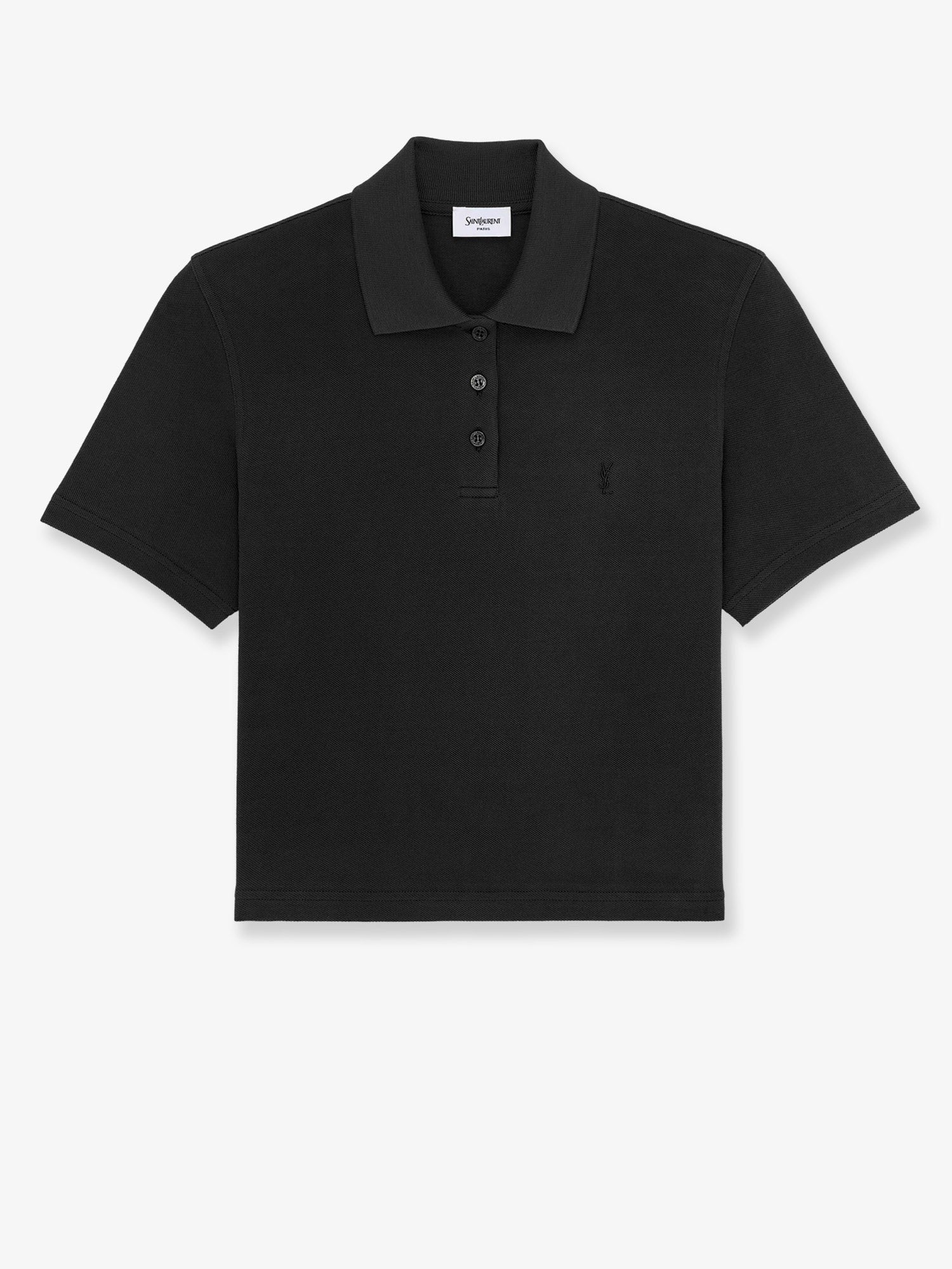 Saint Laurent Women's Cassandre Cotton Piqué Cotton Polo Shirt Black