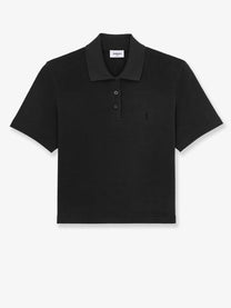 Saint Laurent Women's Cassandre Cotton Piqué Cotton Polo Shirt Black