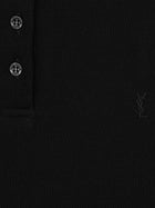 Saint Laurent Women's Cassandre Cotton Polo Shirt Black, view 3