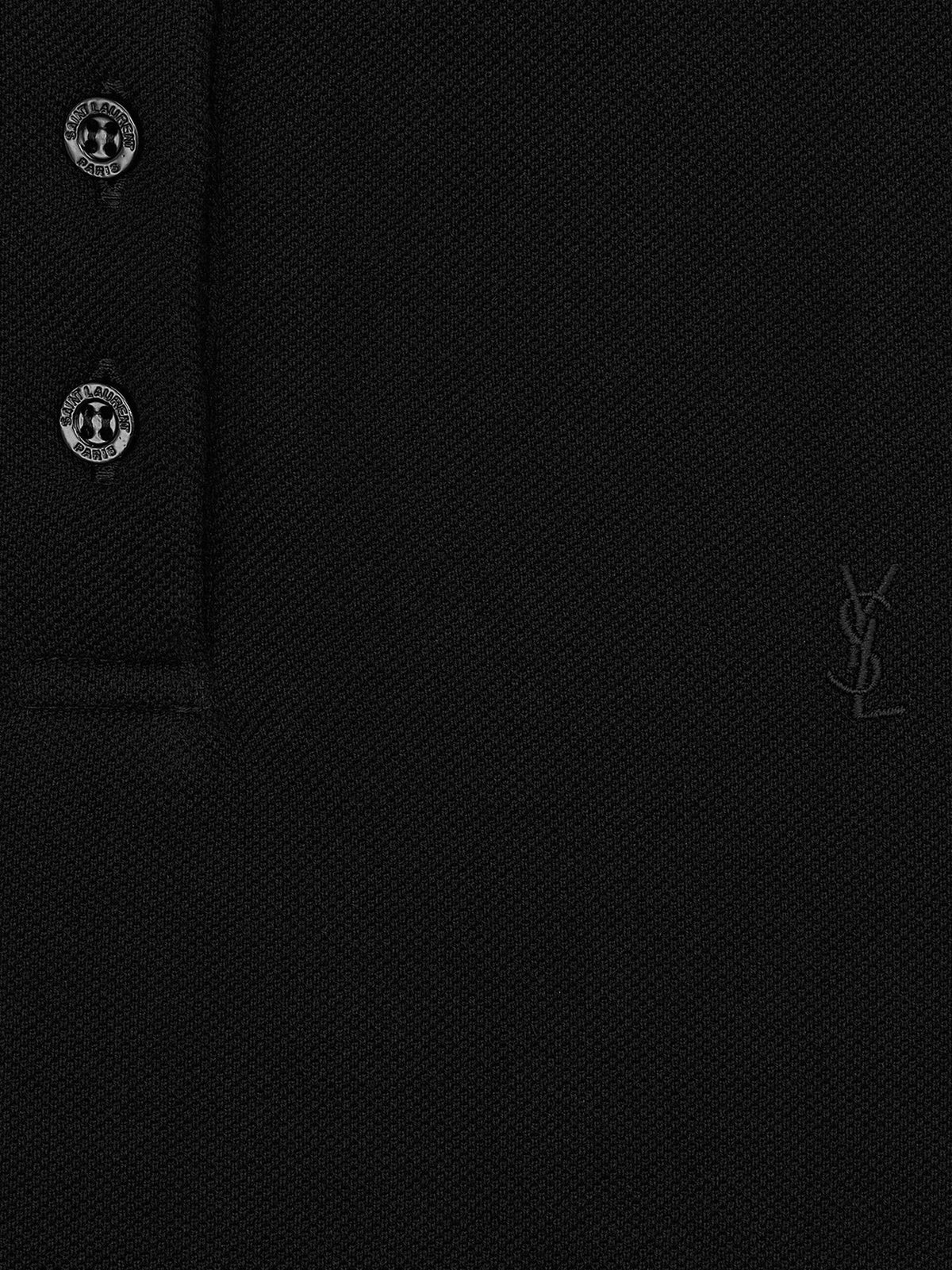 Saint Laurent Women's Cassandre Cotton Polo Shirt Black, view 3