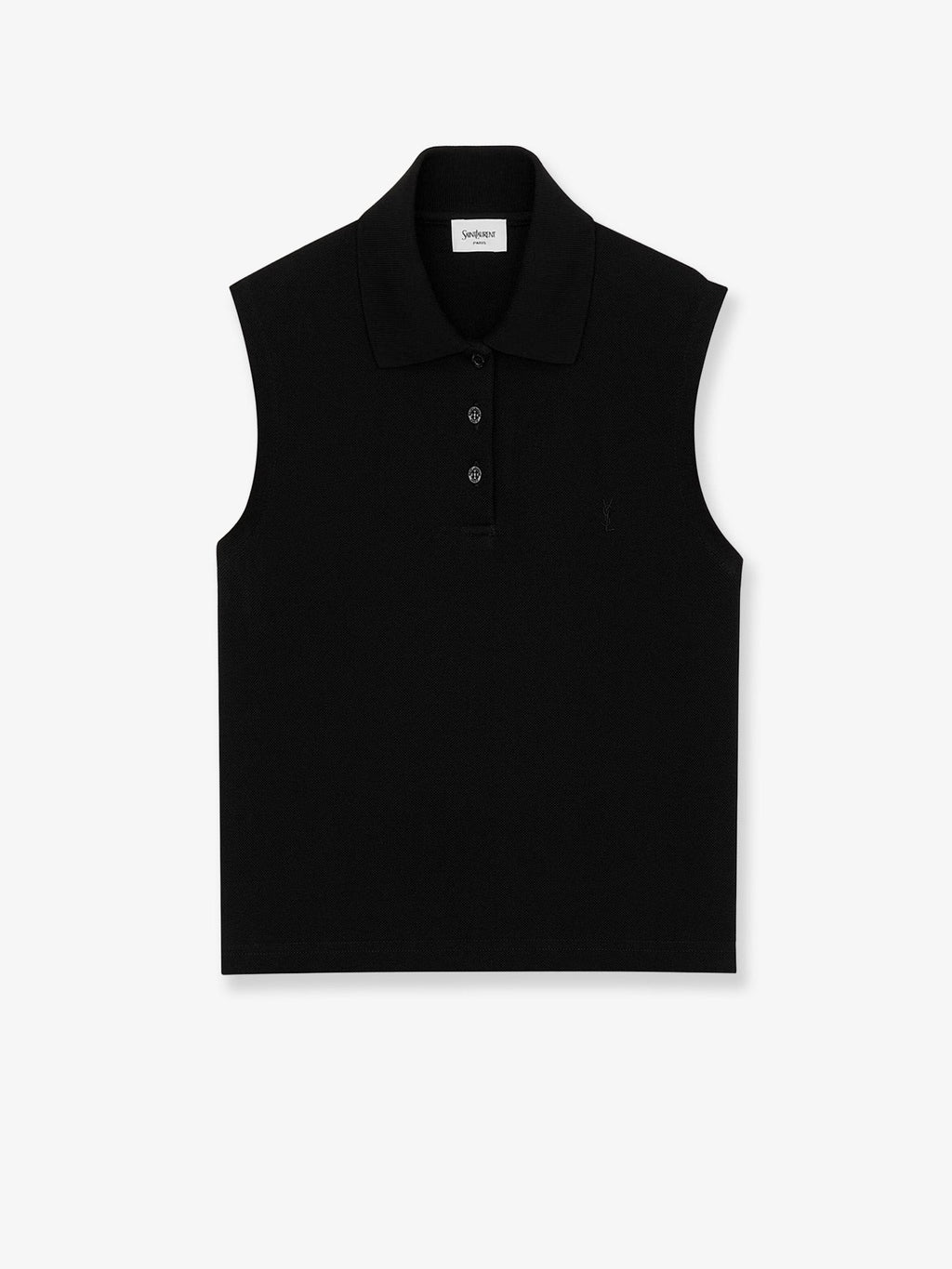 Saint Laurent Women's Cassandre Embroidered Polo Shirt Black