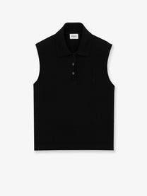 Saint Laurent Women's Cassandre Cotton Polo Shirt Black