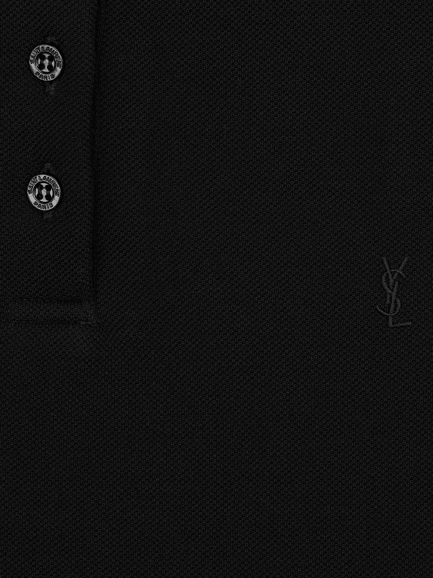 Saint Laurent Women's Cassandre Cotton Polo Shirt Black