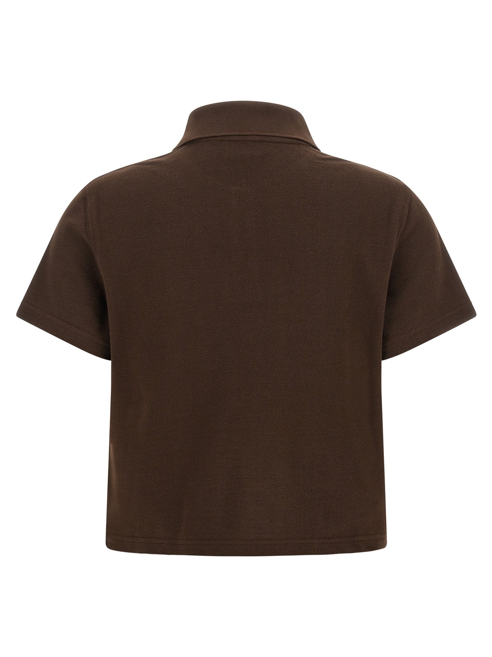 Saint Laurent Cassandre Crop Polo Shirt Brown