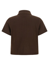 Saint Laurent Cassandre Crop Polo Shirt Brown