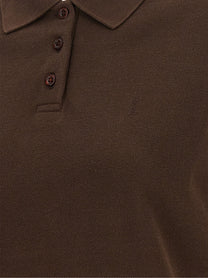 Saint Laurent Cassandre Crop Polo Shirt Brown