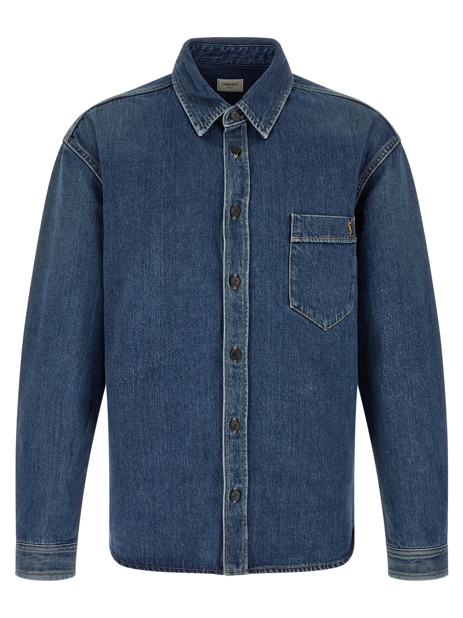 Saint Laurent Cassandre Denim Shirt Blue