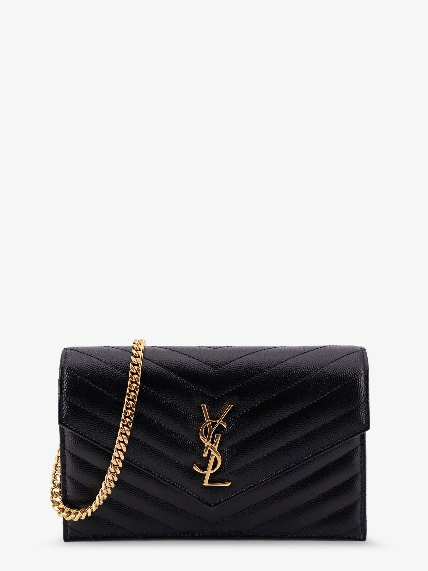 Saint Laurent Women's Cassandre Envelope Clutch Crossbody Bag Black