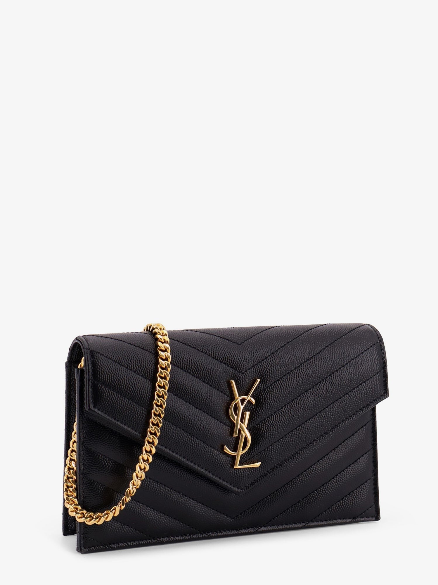 Saint Laurent Women's Cassandre Envelope Clutch Crossbody Bag Black
