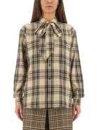 Saint Laurent Women's Cassandre Lavallière Shirt Beige