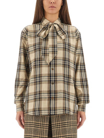 Saint Laurent Women's Cassandre Lavallière Shirt Beige