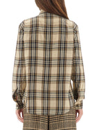 Saint Laurent Women's Cassandre Lavallière Shirt Beige, view 3