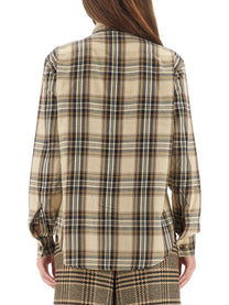 Saint Laurent Women's Cassandre Lavallière Shirt Beige, view 3