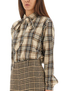 Saint Laurent Women's Cassandre Lavallière Shirt Beige, view 4