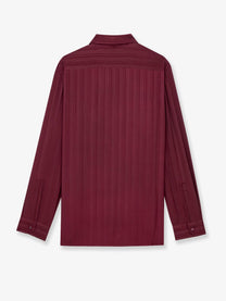 Saint Laurent Women's Cassandre Lavallière Striped Silk Jacquard Shirt Red