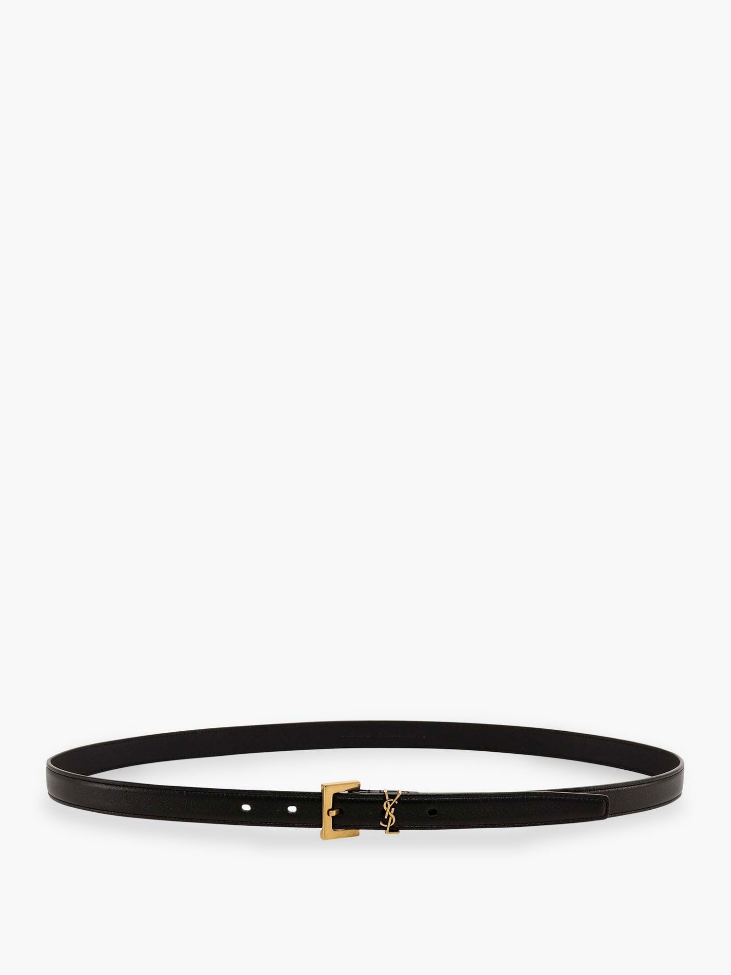 Saint Laurent Women's Cassandre Leather Belt Black