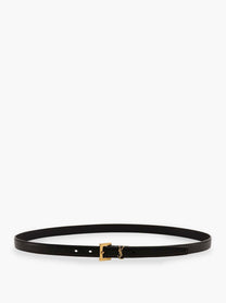 Saint Laurent Women's Cassandre Leather Belt Black