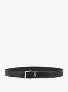 Saint Laurent Men's Cassandre Leather Belt Black