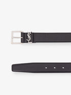 Saint Laurent Men's Cassandre Leather Belt Black, view 2