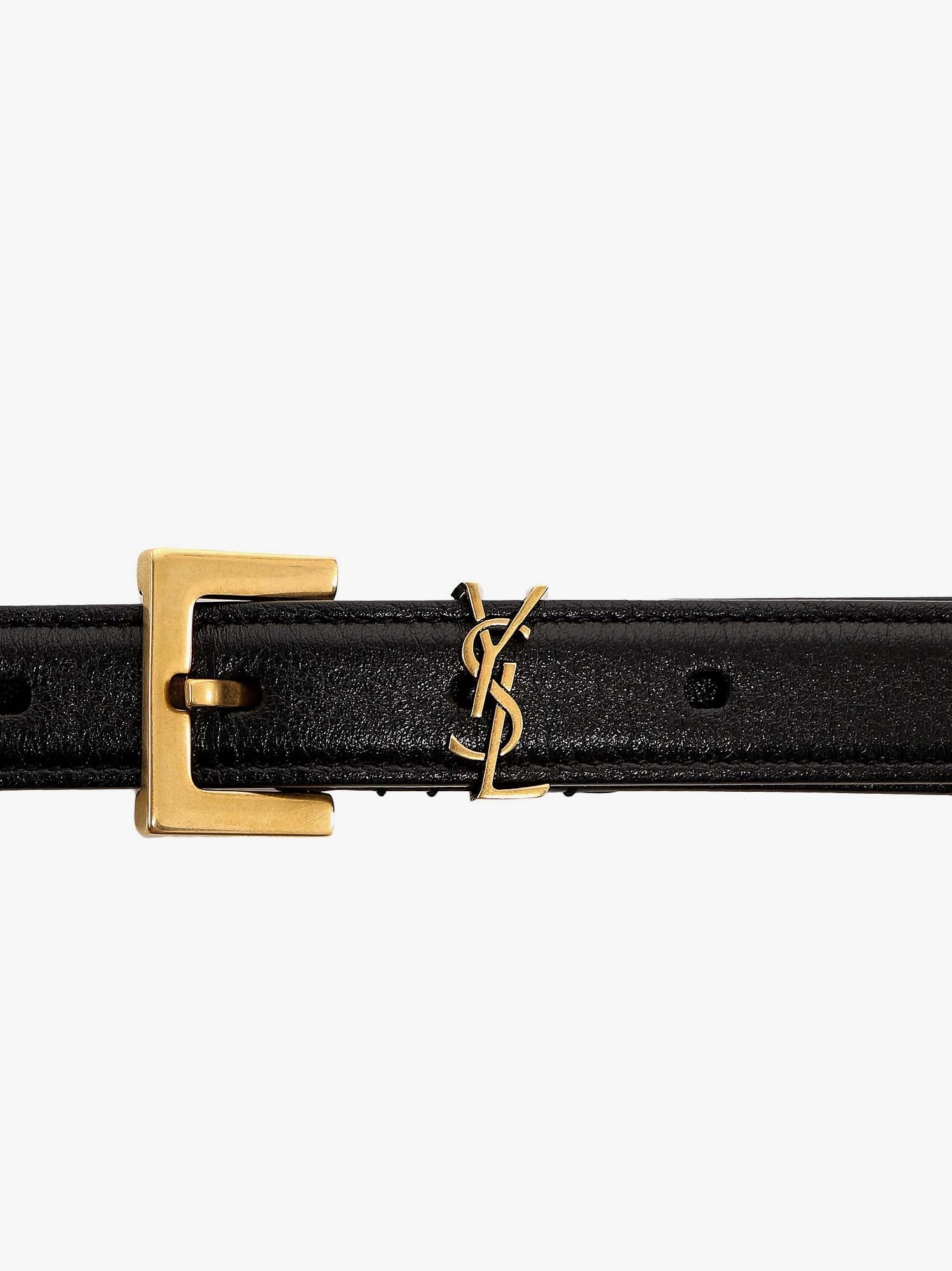 Saint Laurent Women's Cassandre Leather Belt Black