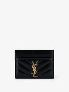 Saint Laurent Women's Cassandre Leather Card Holder Black