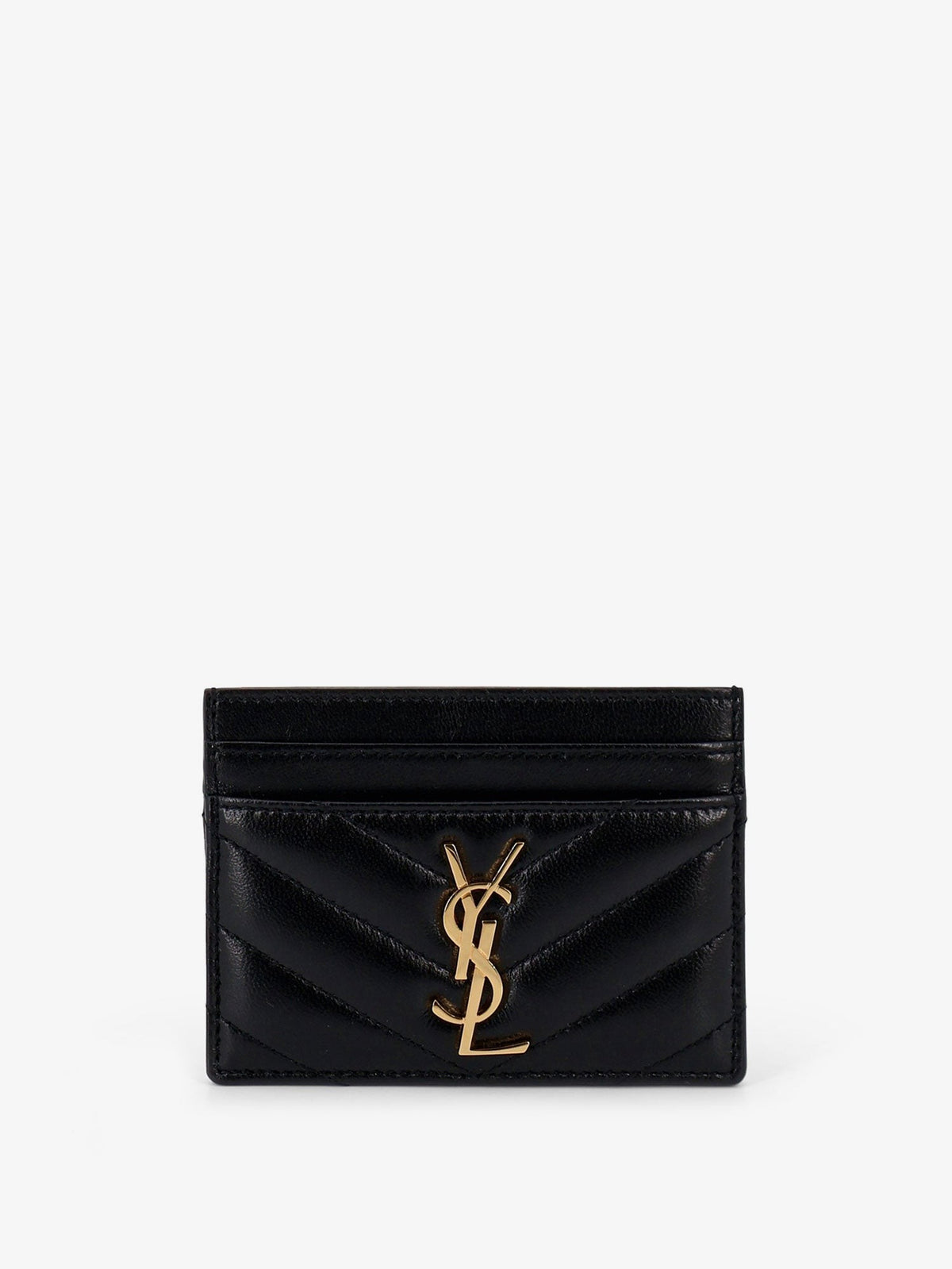 Saint Laurent Women's Cassandre Leather Card Holder Black