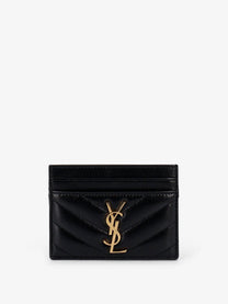 Saint Laurent Women's Cassandre Leather Card Holder Black