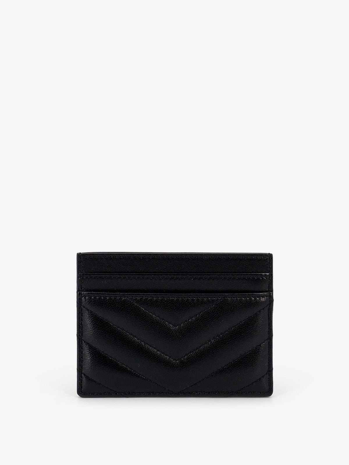 Saint Laurent Women's Cassandre Leather Card Holder Black, view 2