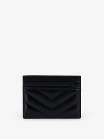 Saint Laurent Women's Cassandre Leather Card Holder Black, view 2