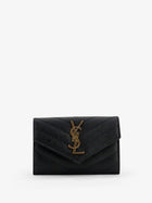 Saint Laurent Women's Cassandre Leather Wallet Black