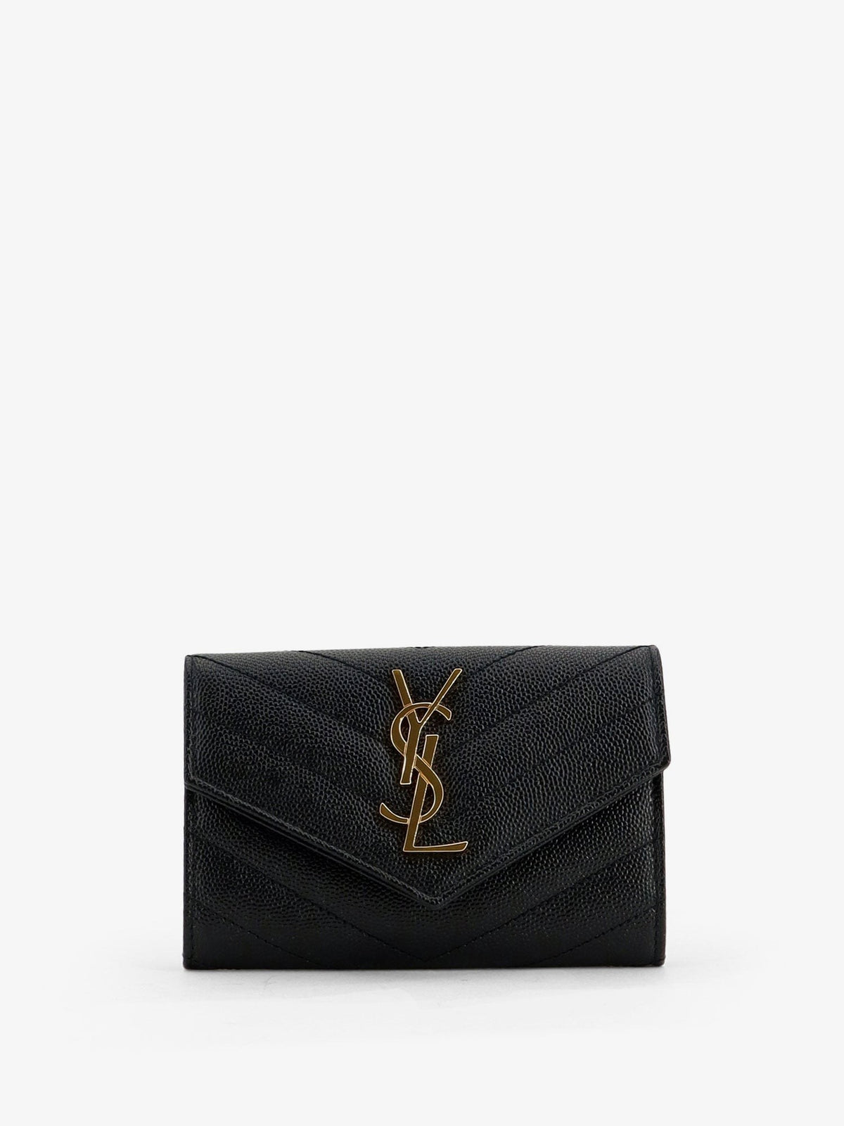 Saint Laurent Women's Cassandre Leather Wallet Black